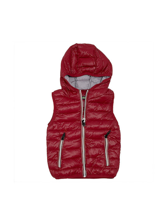 Ustyle Boys Quilted Coat Red Sleeveless with Ηood