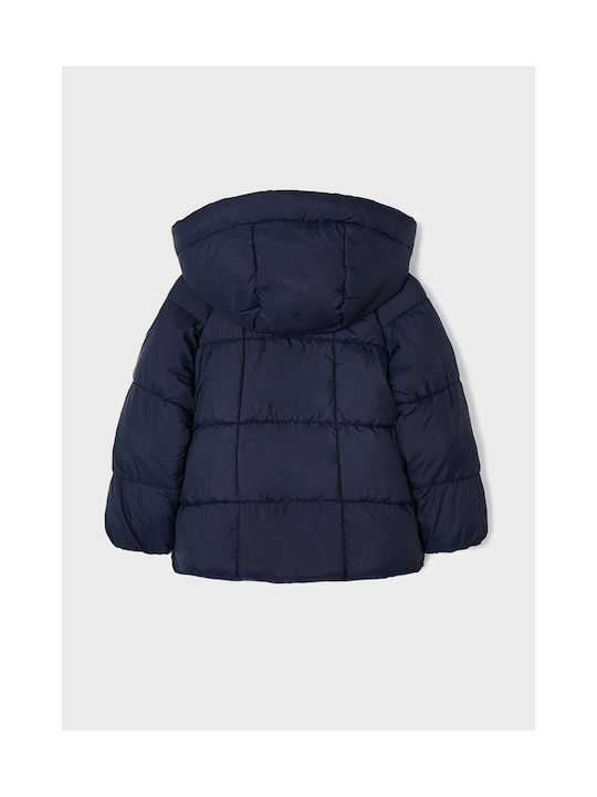 Mayoral Girls Quilted Coat Navy Blue with Ηood