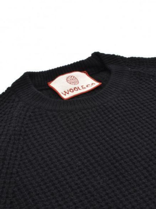 Wool & Co Herren Langarm-Pullover Schwarz