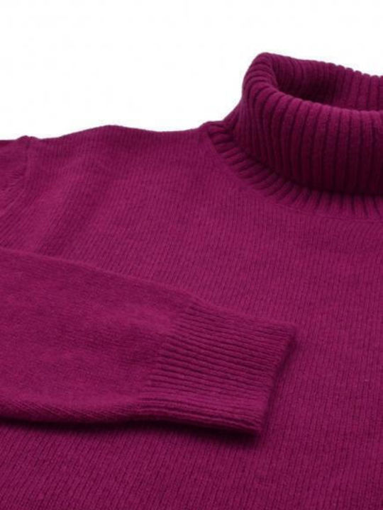 Wool & Co Men's Long Sleeve Sweater Turtleneck Purple