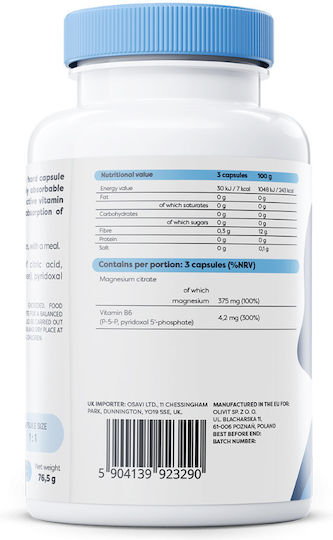 Osavi Magnesium Citrate + B6 90 veg. Kappen