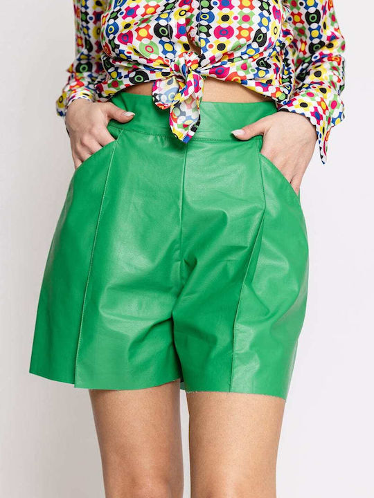 Femei Piele Talie înaltă Pantaloni scurți Verde