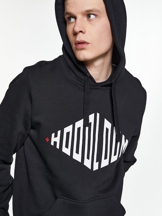 HoodLoom Herren Sweatshirt mit Kapuze und Taschen Schwarz