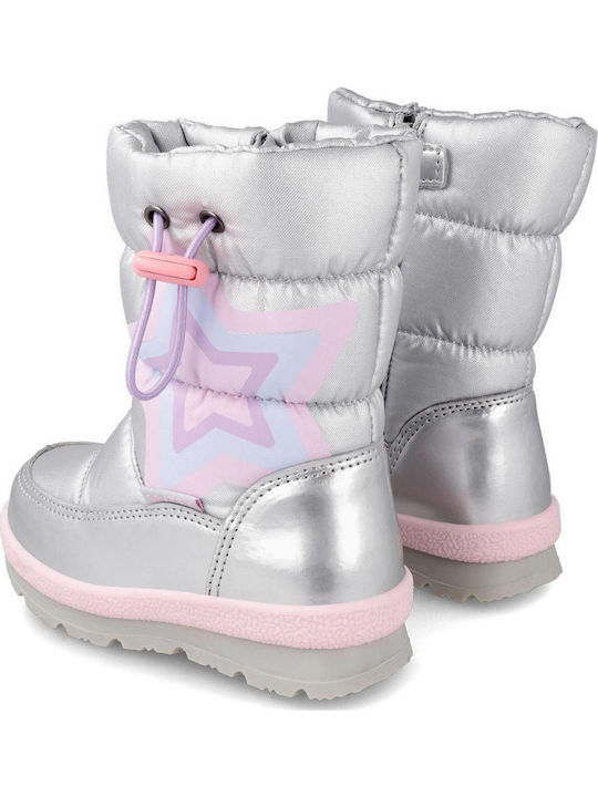 Kids Snow Boots with Zipper Silver