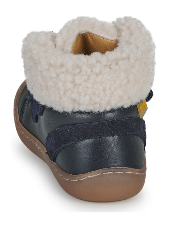 Lederne Kinderstiefeletten mit Klettverschluss Marineblau