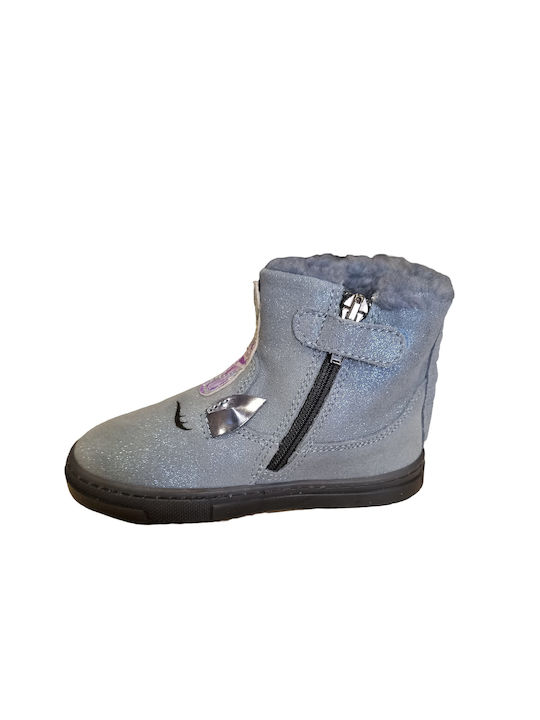 Primigi Kids Leather Boots with Zipper Light Blue