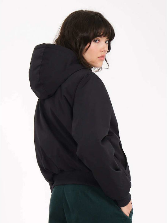 Volcom Women's Short Lifestyle Jacket for Winter with Hood Black