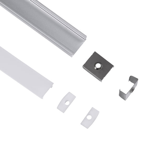 GloboStar External Aluminum Profile for LED Strip with Opal Cover 100x1.6x0.5cm