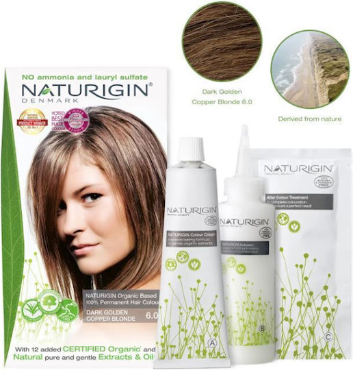 Naturigin Naturigin Permanente Haarfärbemittel Ohne Ammoniak Dunkel Golden Kupferblond 6.0
