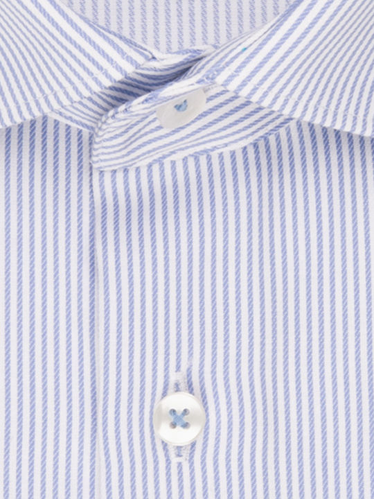 Seidensticker Men's Shirt Long Sleeve Cotton Striped Light Blue