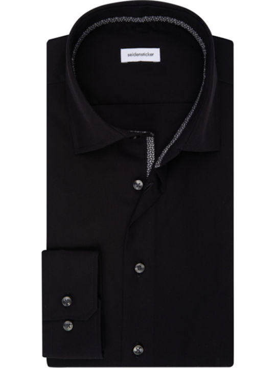 Long-sleeved Cotton Shirt Black