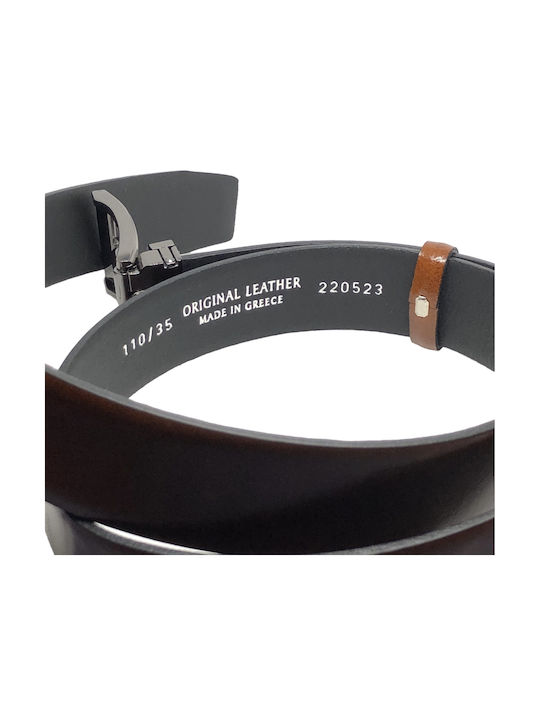 PLB Belt Men's Leather Belt Handmade Slim 20/397 Cognac