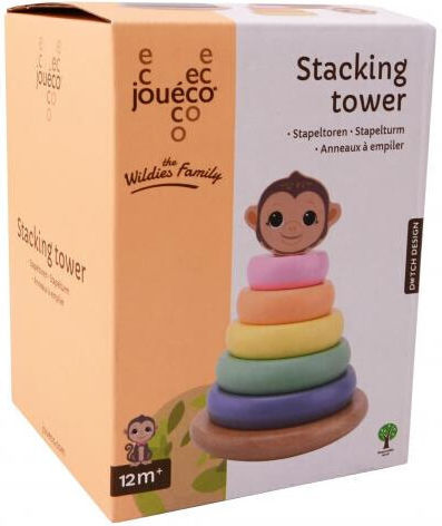 Joueco Stacking Toy The Wildies Family Sorting Tower made of Wood for 12++ Months (Various Designs/Assortments of Designs) 1pc