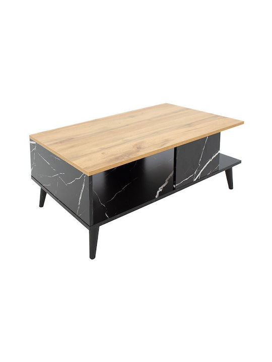 Mese De Cafea Rectangular Central Moses Din Lemn Bej L90xL54xÎ37.5cm