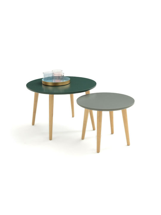 Rotund Set Ziggon din Lemn Masiv Verde L60xW60xH40cm.