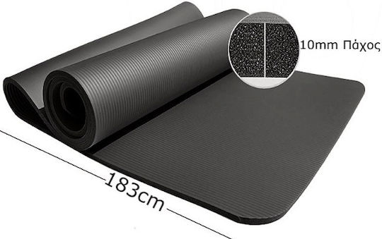 MotivationPro Exercise Mat Black with Carry Strap (183x61x1cm)
