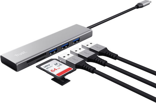 Trust USB 3.0 3 Port Hub with USB-C Connection Gray