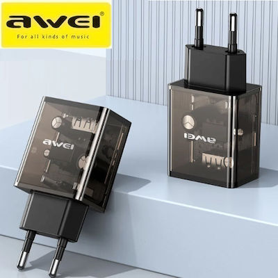 Awei Charger Without Cable with USB-A Port Blacks (C9)