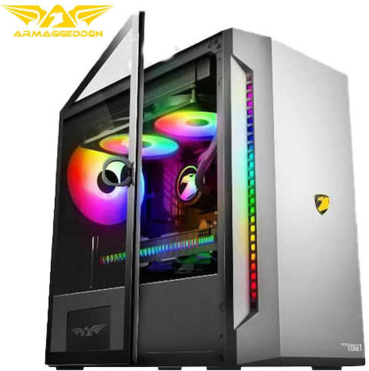 Armaggeddon Tessaraxx Core 1 Gaming Micro Tower Carcasă Calculator cu Fereastră Laterală și Iluminare RGB Negru