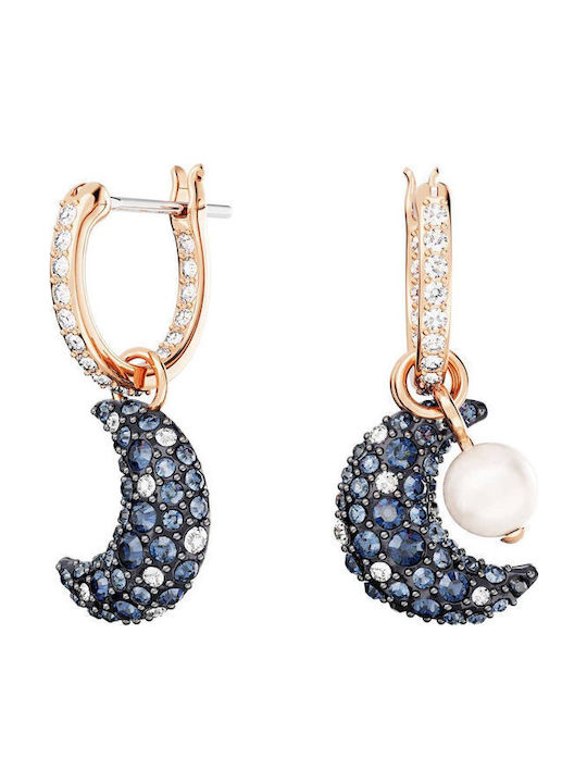 Swarovski Σκουλαρίκια Κρίκοι Επιχρυσωμένα με Πέτρες & Πέρλες