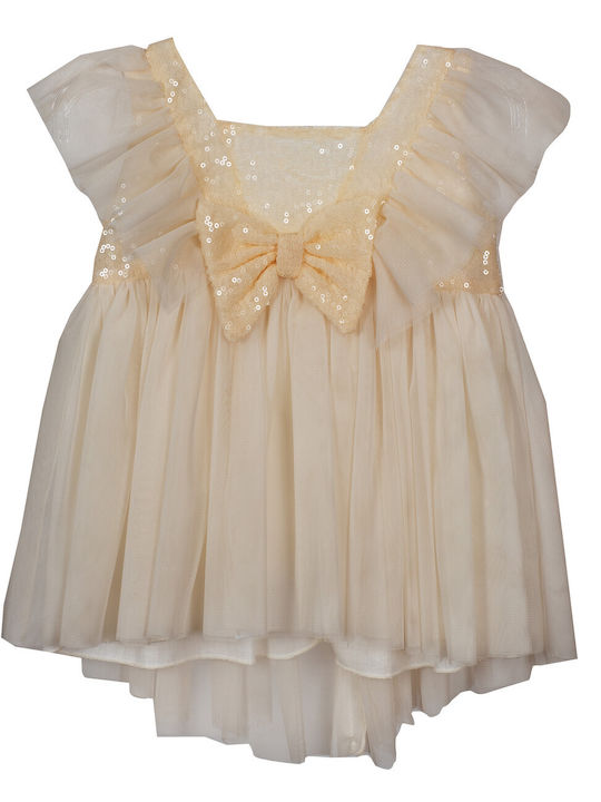 M&B Kid's Fashion Kids Dress Tulle Beige