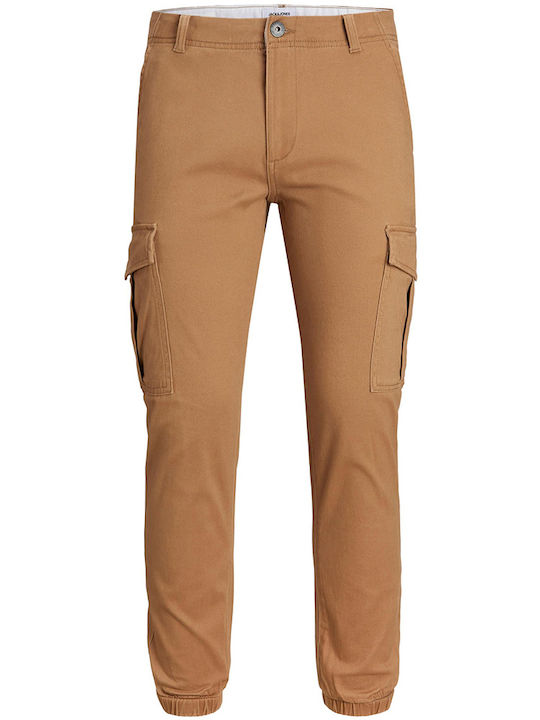 Trousers Cargo Elastic in Slim Fit Brown