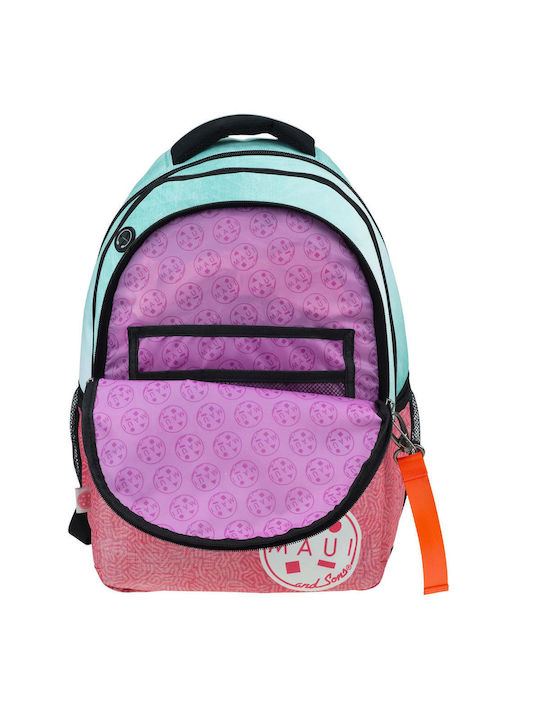 Maui & Sons Pastel School Bag Backpack Elementary, Elementary Multicolour with Water Bottle Holder 27Liters
