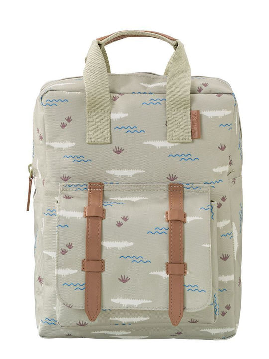 Fresk School Backpack for Elementary with Water Bottle Holder Crocodile
