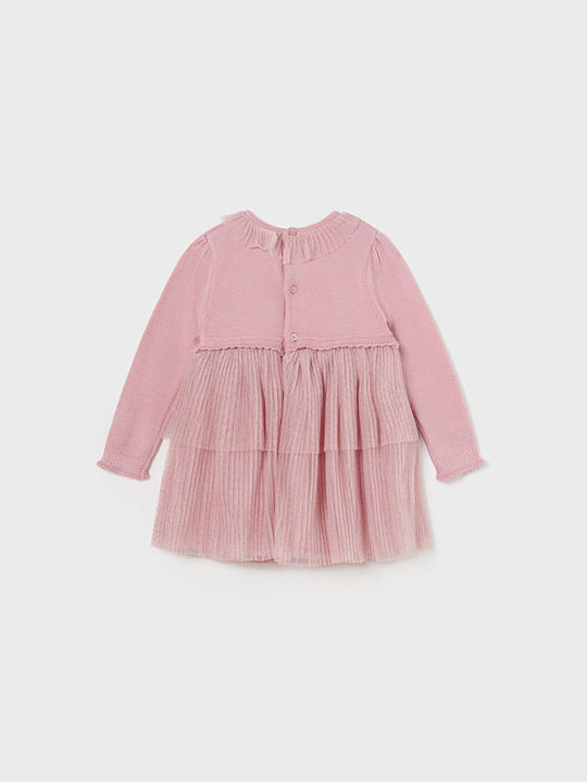 Mayoral Kids Dress Long Sleeve Pink