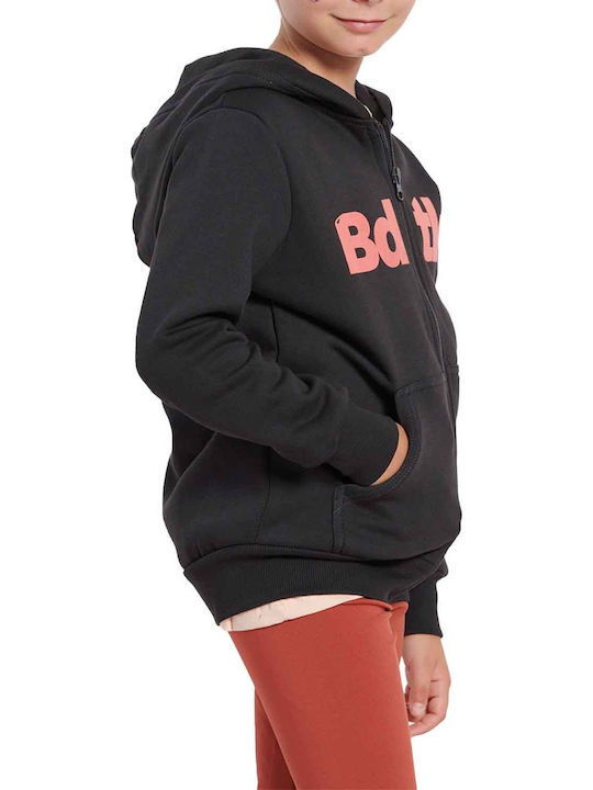 Fleece Kids Sweatshirt Cardigan With Hood And Pockets Grey