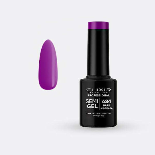 Elixir Semi Gel Semipermanent Lac de Unghii 634 Magenta închis 5ml