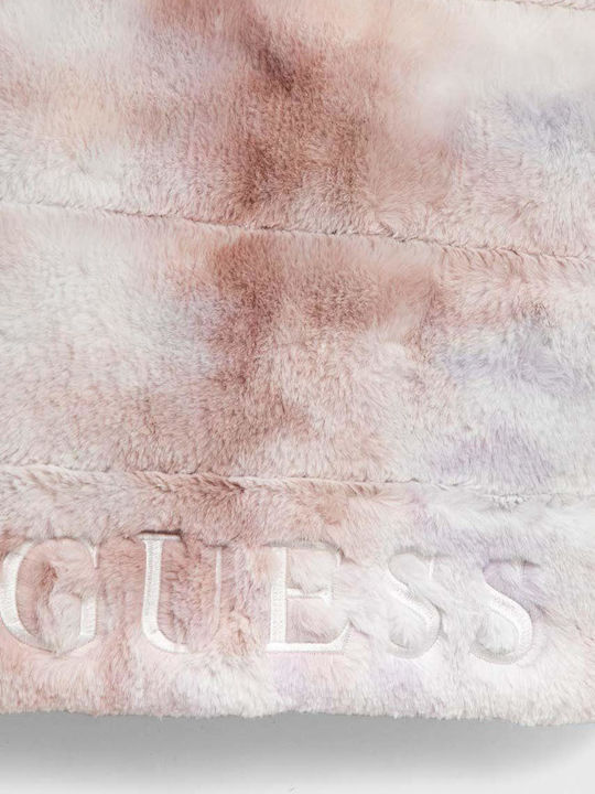 Guess Girls Fur Coat Pink Sleeveless with Ηood