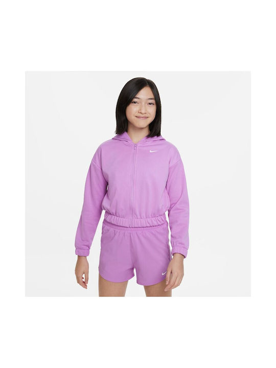 Nike Cardigan pentru copii din material frotirat cu glugă Violet ThermaFit Jr