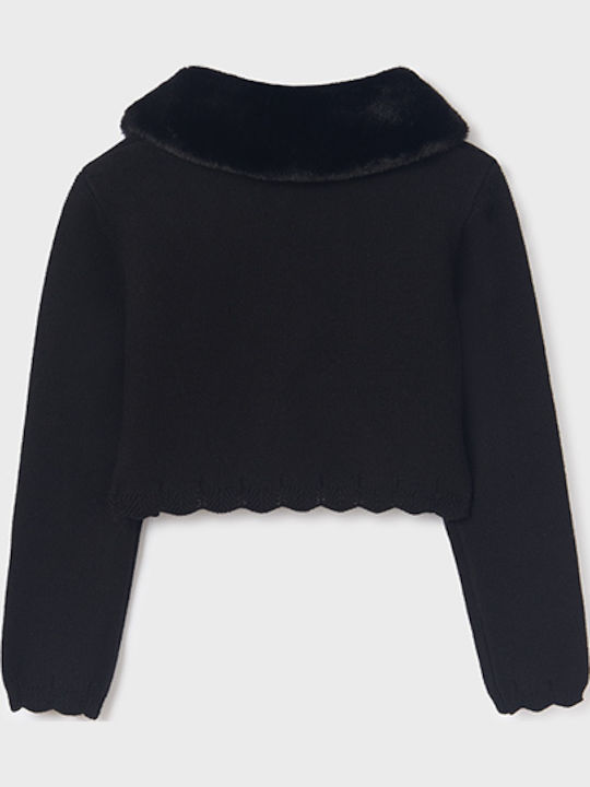 Kids Cardigan Cotton with Hood Black