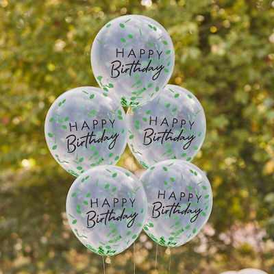 Set of 5 Balloons Latex Green Birthday-Celebration