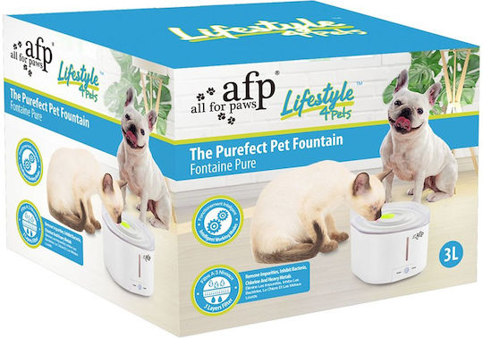 All For Paws Automatic Plastic Waterer / Fountain for Dog & Cat 3lt in White Color