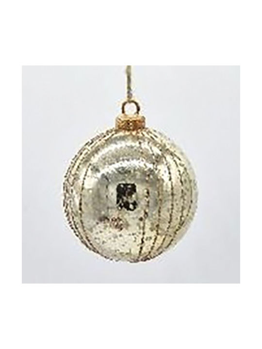 Hanging Ball Ornament Ornament Plastic Ecru with Glitter