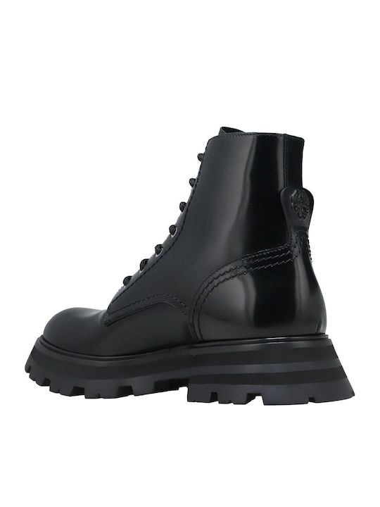 Leder Stiefeletten Damen Schwarz