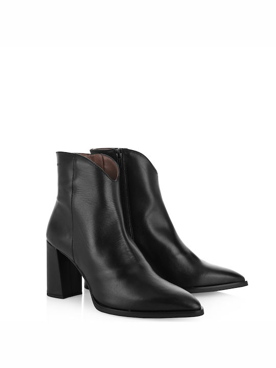 Wonders Leder Damen Knöchelstiefel Schwarz