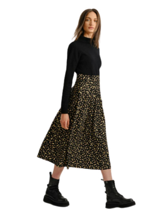 Molly Bracken Midi Skirt Floral in Black color