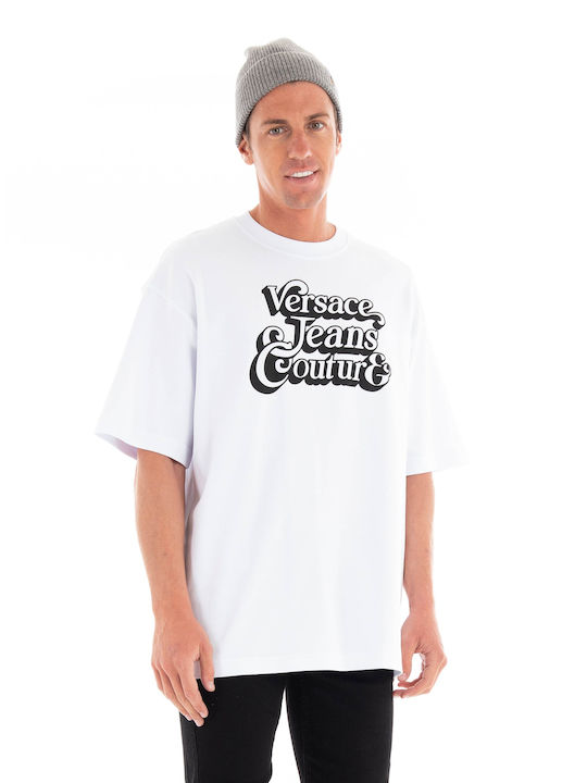 Versace T-shirt Bărbătesc cu Mânecă Scurtă Alb