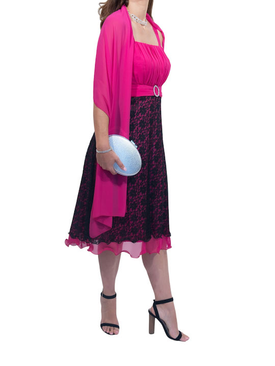 Korinas Fashion Summer Midi Evening Dress Fuchsia