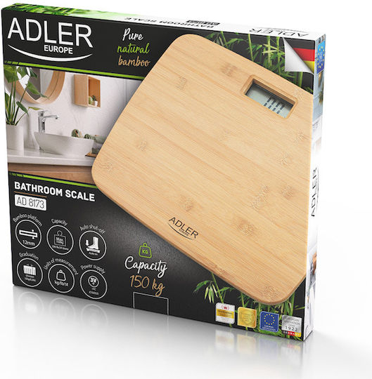 Adler Ψηφιακή Ζυγαριά Bamboo 150kg Καφέ AD-8173