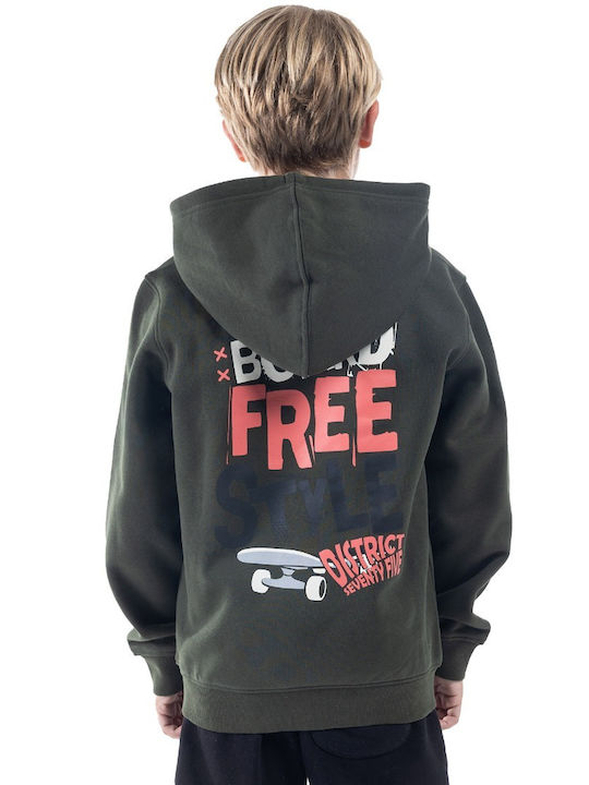 District75 Kids Fleece Sweatshirt with Hood Khaki