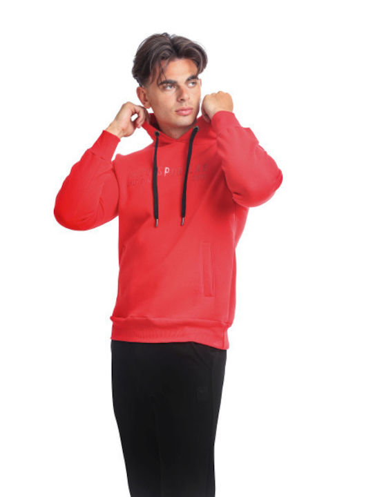 Paco & Co Men's Sweatshirt with Hood and Pockets Red