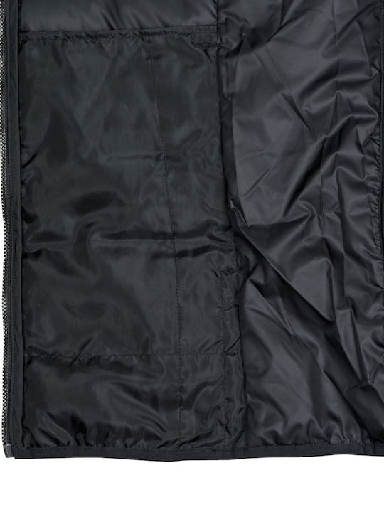 Essentials Light Women's Short Puffer Jacket for Spring or Autumn with Hood Black