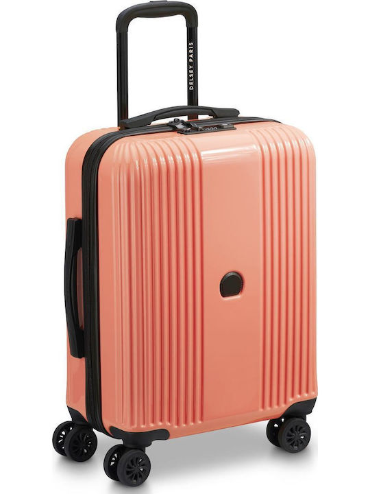 Delsey Ophelie Cabin Travel Suitcase Hard Coral Pink with 4 Wheels Height 55cm 389380319EU