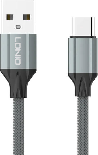 Ldnio LS442 Braided USB 2.0 Cable USB-C male - USB-A 12W Γκρι 2m