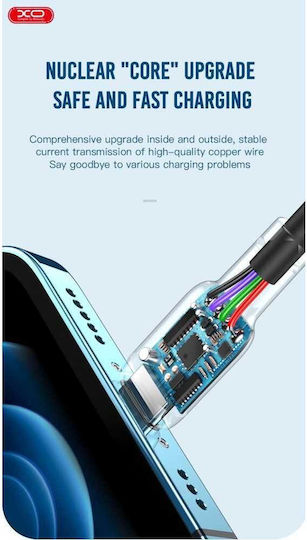 XO NB-208A USB-C to Lightning Cable 20W Μπλε 1m