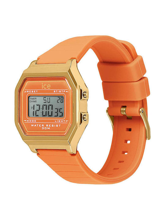 Ice Digital Uhr Chronograph Batterie mit Orange Kautschukarmband